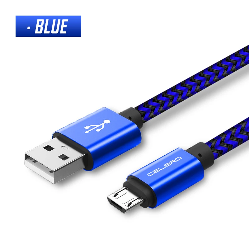 Blue Cable Длинный кабель микро-usb кабель Andrioid Зарядное устройство Кабель Micro USB зарядка через usb шнур 0,2/1/2/3 м для samsung A3 A5 A7 A8 A9 J3 J5 J7 - Тип штекера: Blue Cable