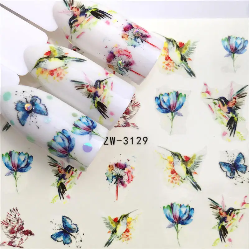 

2021 New Arrivial Nail Stickers Water Decal Animal / Flamingo / Flower 3D Manicure Sticker Nail Water Sticker