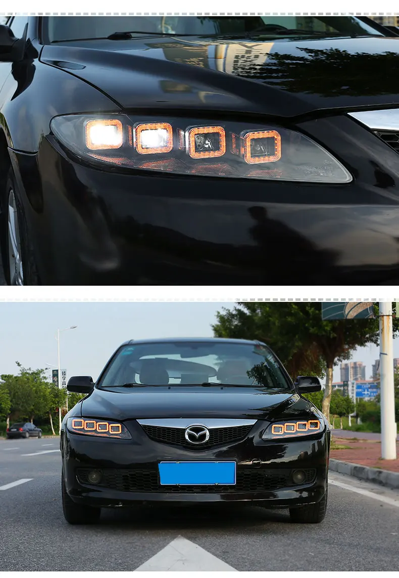 Стайлинга автомобилей фара для Mazda 6 фары 2004-2012 Mazda6 все светодиодный задний фонарь светодиодный DRL динамический сигнала Ангел глаз аксессуары