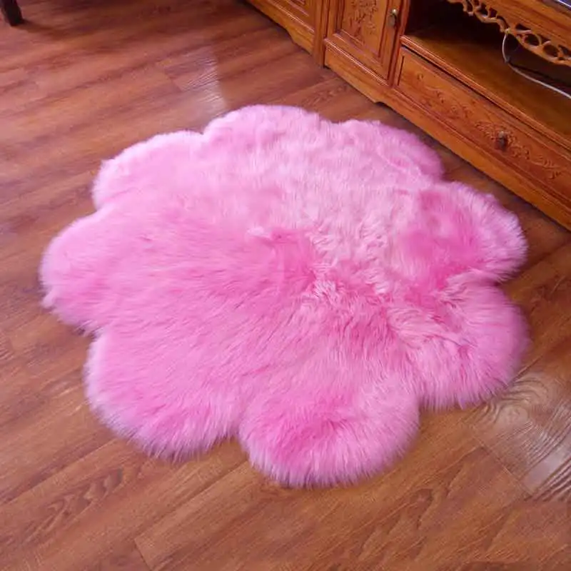 Fluffy Round Rug Carpets for Living Room Decor Faux Fur Carpet Kids Long Plush Rugs Bedroom Shaggy Area Modern Mat | Дом и сад