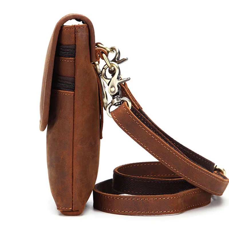 Бренд Для мужчин Crazy Horse Натуральная Кожа Фанни талии пакет мужской Crossbody сумка крюк ремень Петля Хип Bum Мешок 2045