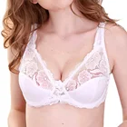YANDW Для женщин лагер цветочные кружева белый бюстгальтер сексуальное женское белье на косточках без косточек размера плюс бюстгальтер C D E чашка 36, 38, 40, 42, 44, 46