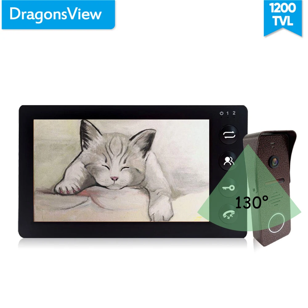 Dragon Sview черная дверная домофон 7 дюймов видео телефон двери SD карта Запись дверной