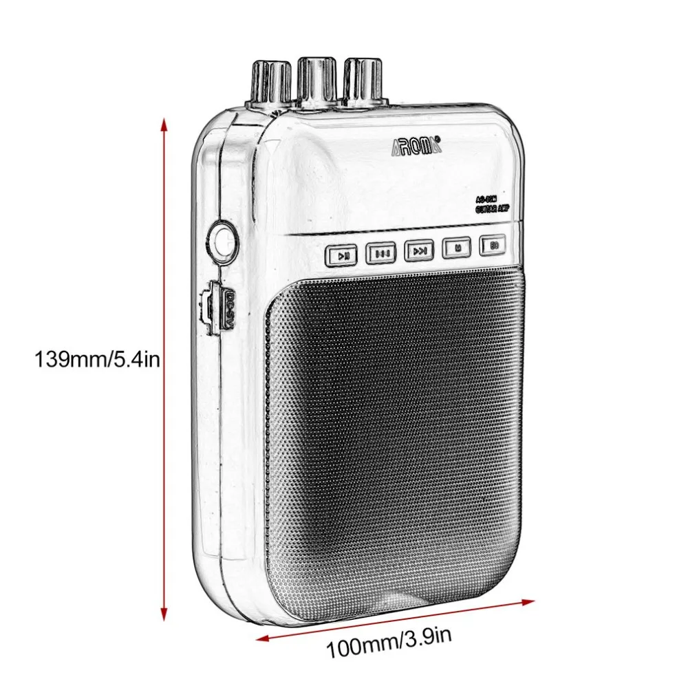 

Aroma AG-03M 5W Portable Electric Guitar Bass Amp Multifunction Amplifier Recorder USB Rechargeable Speaker Guitar Accessories