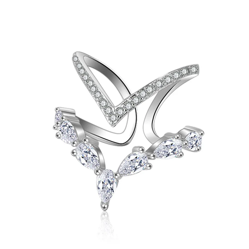 

High quality fashion shiny cz zircon star female ring gift 925 sterling silver ladies finger rings jewelry wholesale cheap women
