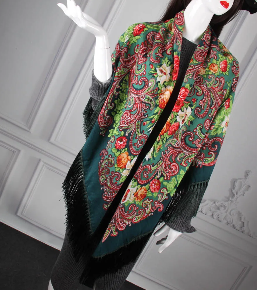 Русский кисточкой хиджаб шаль теплые зимние Для женщин Национальный Ветер