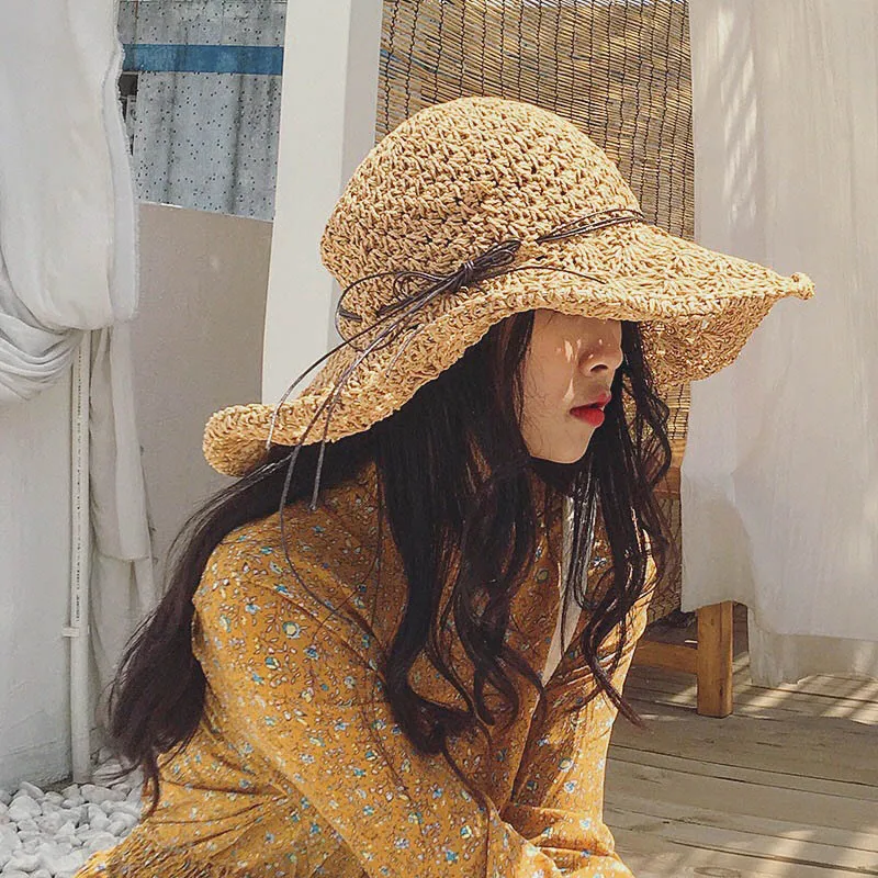 Женская Солнцезащитная шляпа ручная вязка складная повседневная дышащая