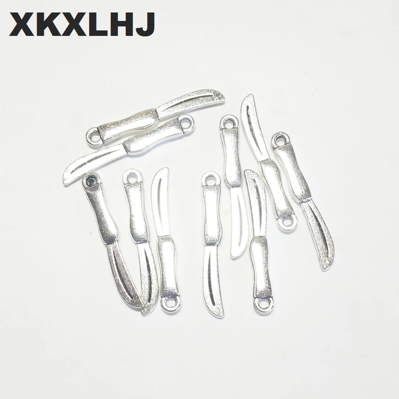 XKXLHJ 20 шт. Новые Подвески Нож для готовки кухни 24*3 4 мм тибетские посеребренные