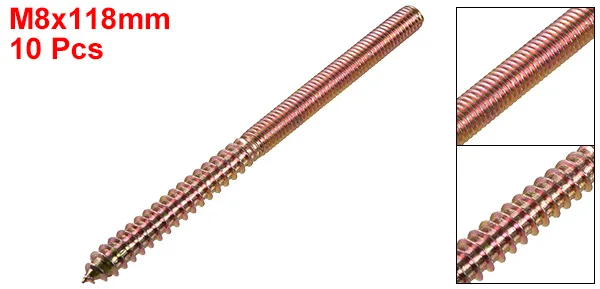 10Pcs M8x118mm Uxcell 10 шт./8 шт. M8 M10 Резьбовая вешалка болт с двумя головками саморез длина 118 мм 80 мм 98 мм 100 мм для мебели - Цвет: 10Pcs M8x118mm
