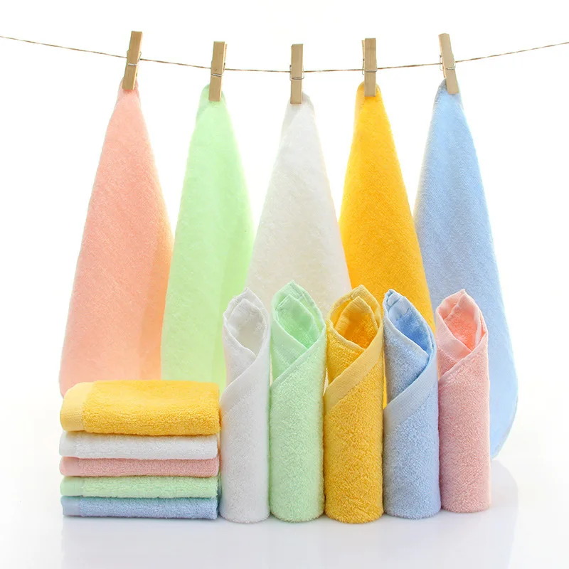 2pcs/set 25x25cm Bamboo Fiber Small Square Towel Baby Children Towel Wash Face Towel