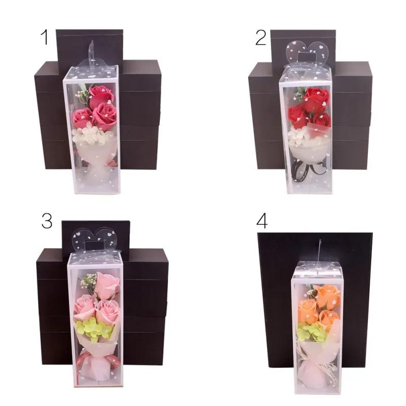 3 Soap Rose Bouquet Gift Box Valentine's Day Wedding Festive Artificial Decor Flower parure de mariage Party | Дом и сад