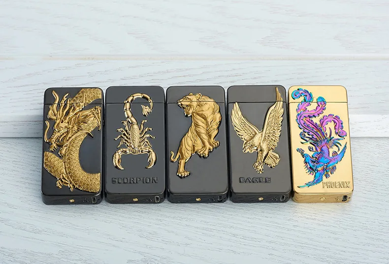 Роскошные USB зажигалки бренд ветрозащитный беспламенный электронная сигарета