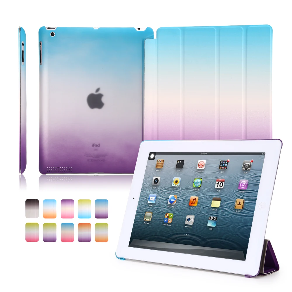 чехол для Ipad 2 3 4 Чехол красочные Радуга Smart Cover Coque IPad защитный флип + Жесткий на