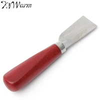 kiwarm stainless steel leather cutting knife craft tool with wooden handle professional handmade leathercraft cutting tool