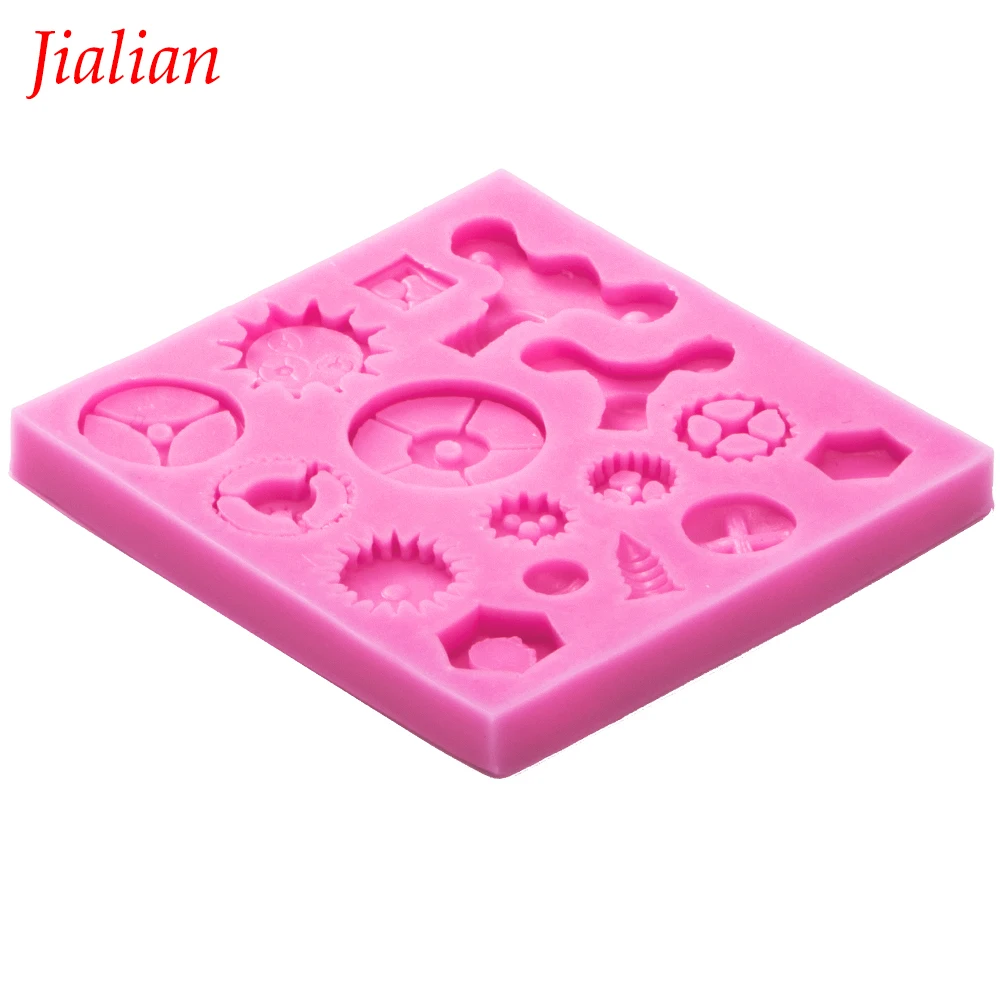 Jialian Gears &amp gearwheel Fondant silicone moulds Chocolate Baking Tools for Cakes decoration FT-0576 | Дом и сад