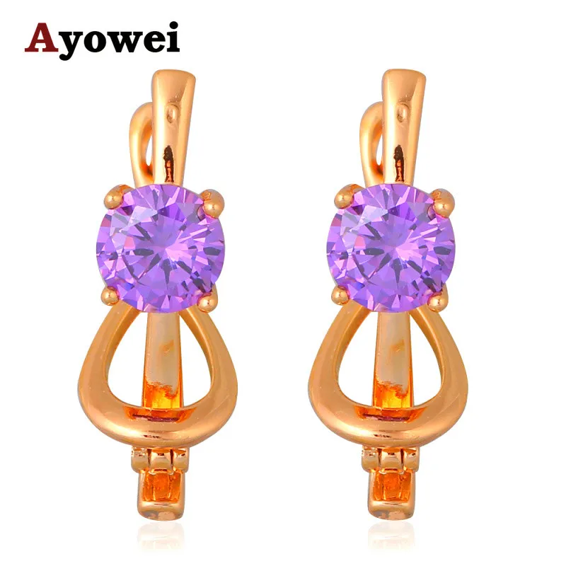 Великолепная Серьги для Новинки для женщин jewelry Интимные аксессуары золотой тон фиолетовый Кристаллические серьги Клипсы для вечеринки je1061a