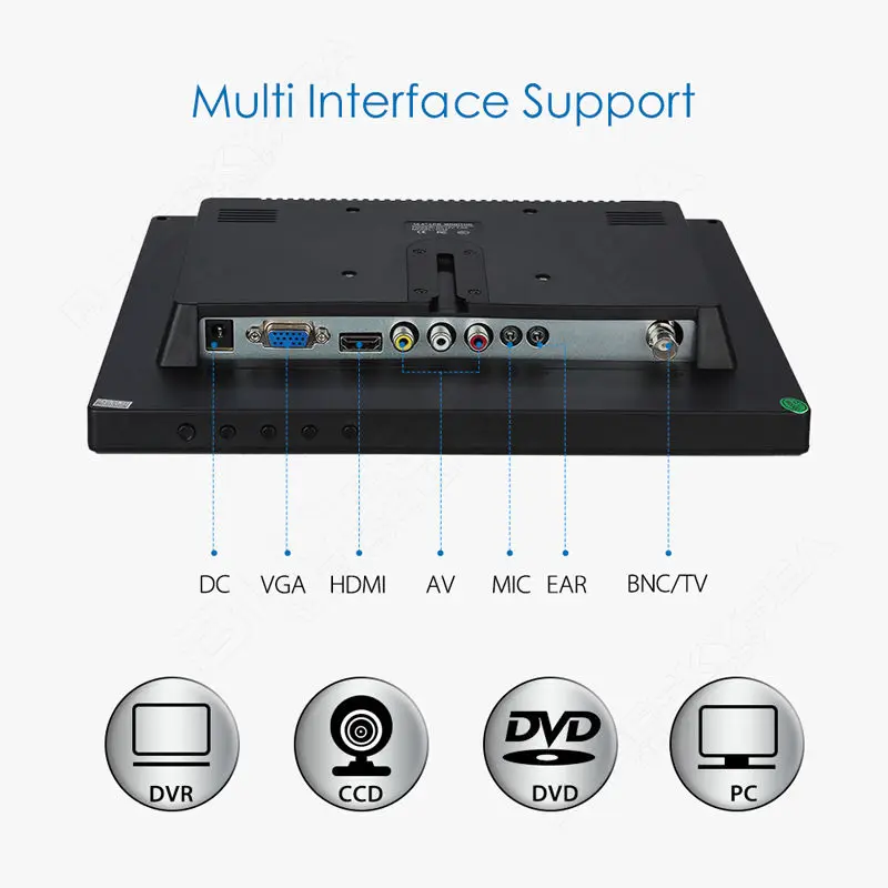 Eyoyo 10 &quotдюймов ЖК дисплей Цвет HDML BNC Мониторы Экран видео для ПК видеонаблюдения