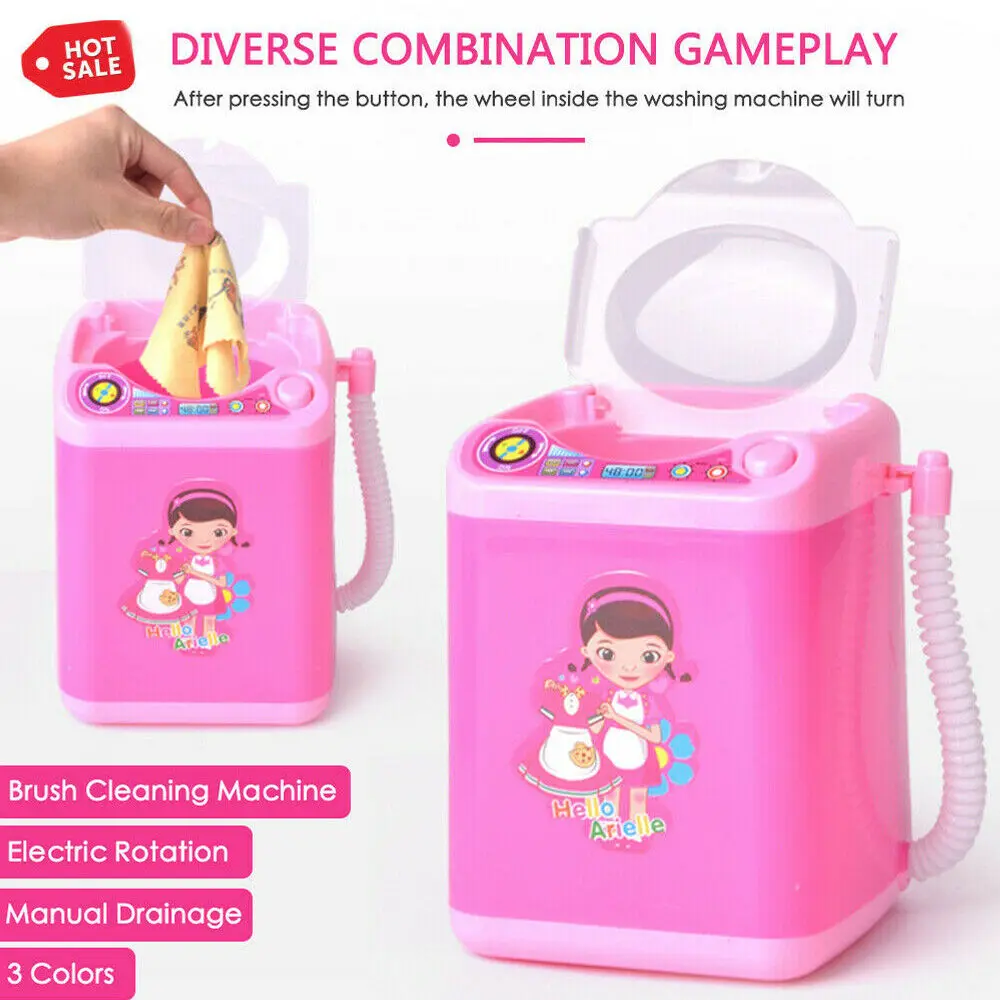 2019 Newest Hot Toddler Baby Girls Mini Electric Washing Machine Dollhouse Toy Very Useful Wash Makeup Brushes Housekeeping Toys | Игрушки и