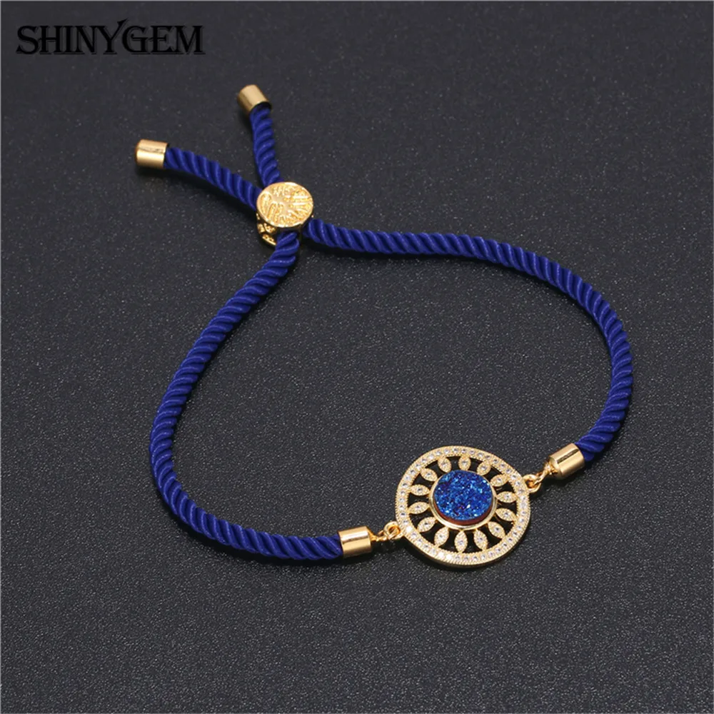Мужской браслет ShinyGem из 24-каратного золота инкрустированный круглым кристаллом