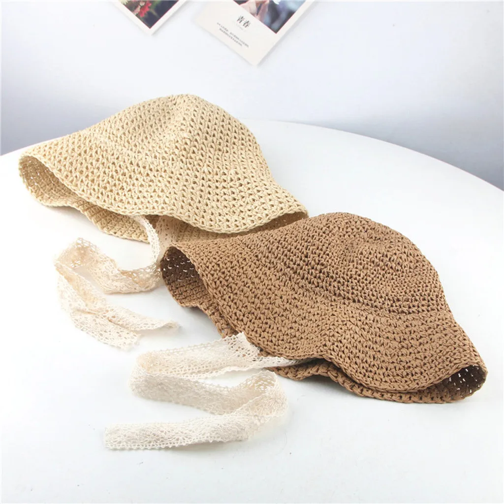 Summer Baby Girls Children Ribbons Breathable Hat Straw Kids Bucket Cap | Детская одежда и обувь