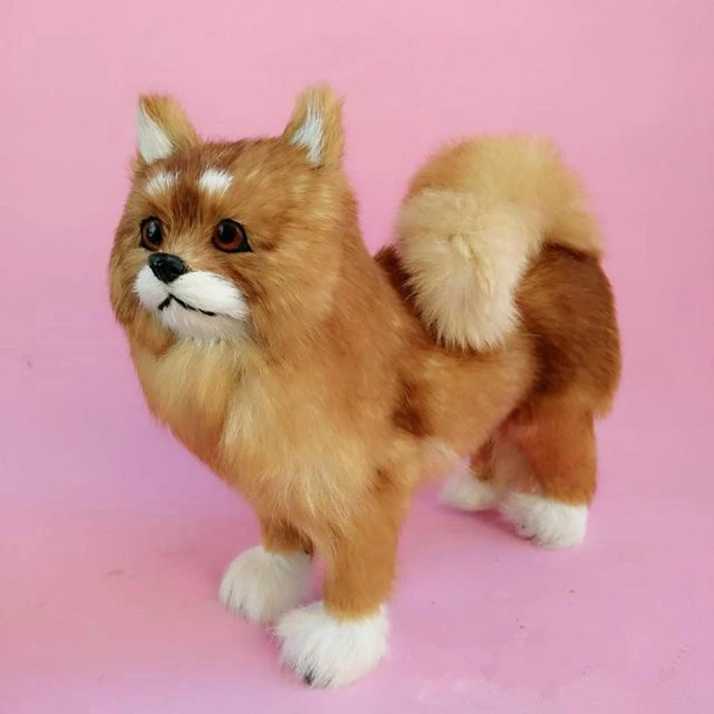 

Dorimytrader Simulation Animal Pomeranian Dog Plush Toy Stuffed Soft Realistic Dog Pet Dogs Handcraft Decoration Gift 29x25cm