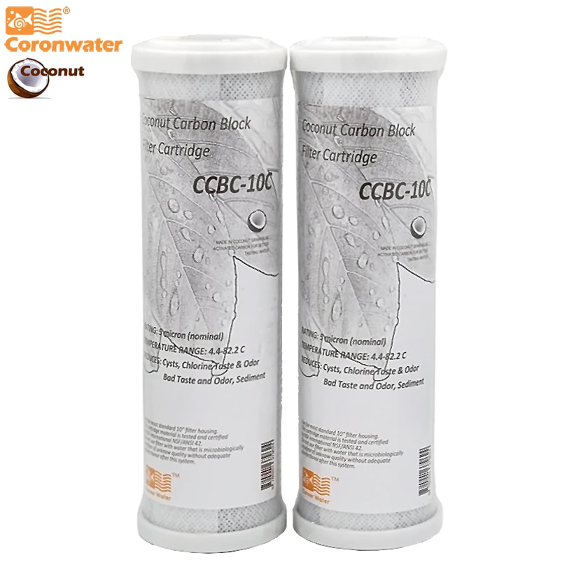 Coronwater CCBC-10C Water Filter Coconut Shell Activated Carbon Block RO Replacement Water Filter Cartridge replacement internal active carbon filter for the water ionizer only