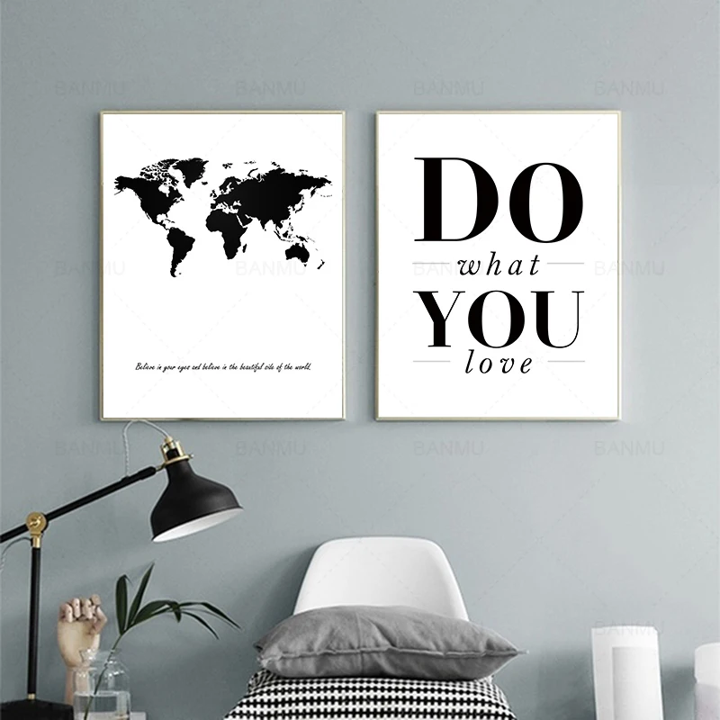 Скандинавский мир карта буквенная настенная живопись/постер холст