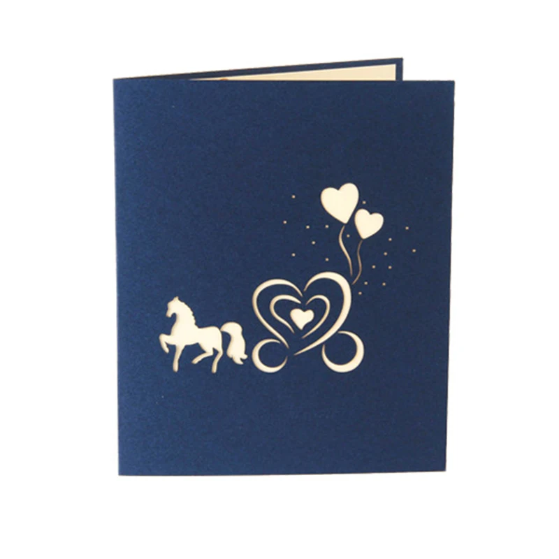 Новый бренд лошадь карета 3D всплывающие поздравительные/Пригласительные