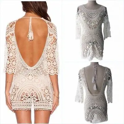 Сексуальный женский кружевной полый вязаный купальник бикини с цветочным