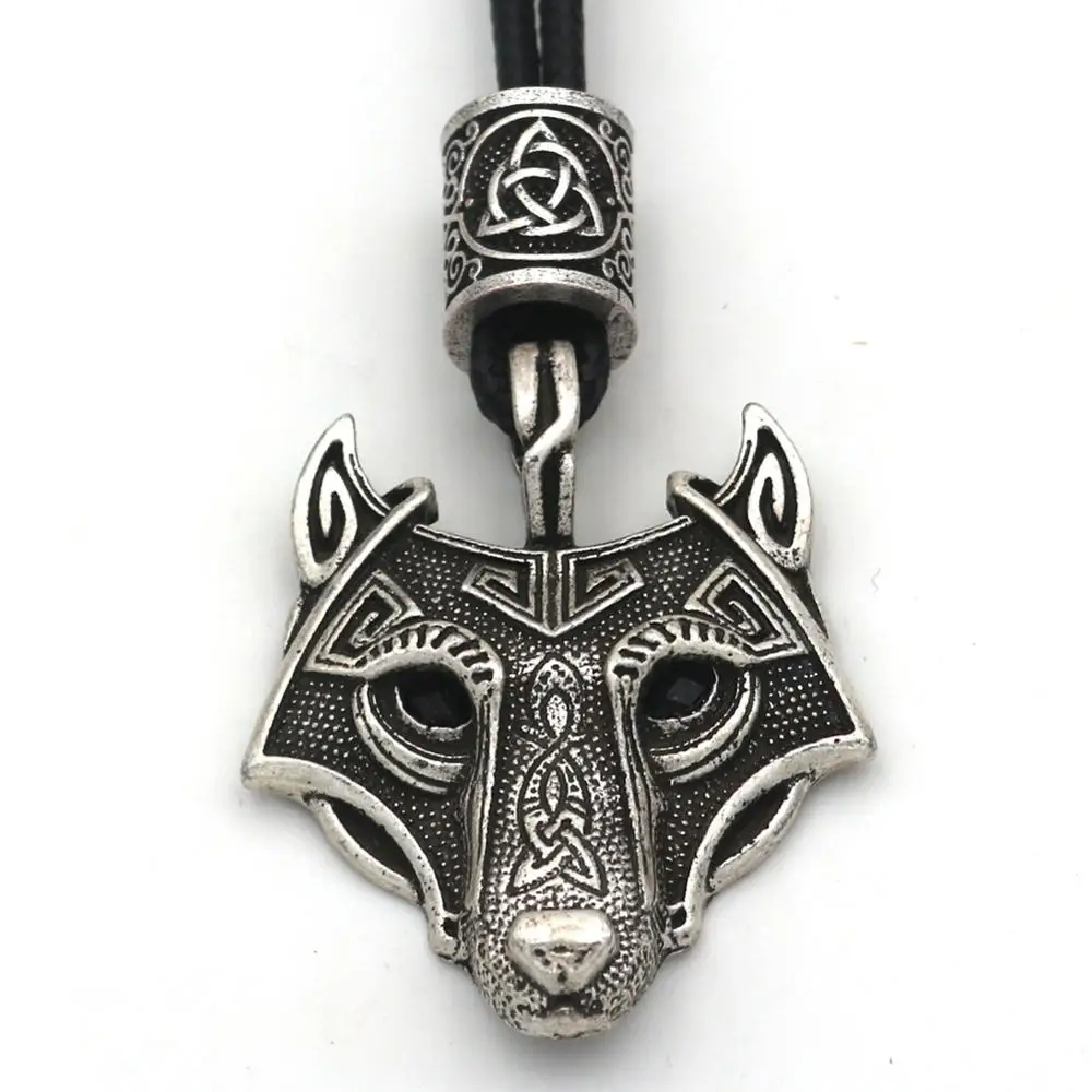 Подвеска с черными кристаллами глаза волка амулет Vegvisir Valknut Trinity бусы колье