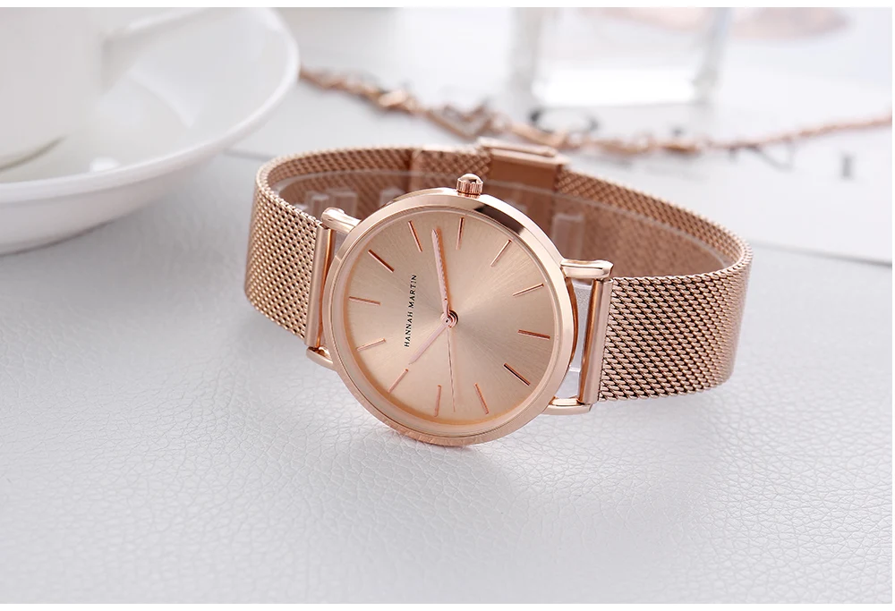 Reloj Mujer Hannah Martin DW стильные женские часы Топ бренд класса люкс розовое золото Женские кварцевые наручные часы Saat Montre Femme