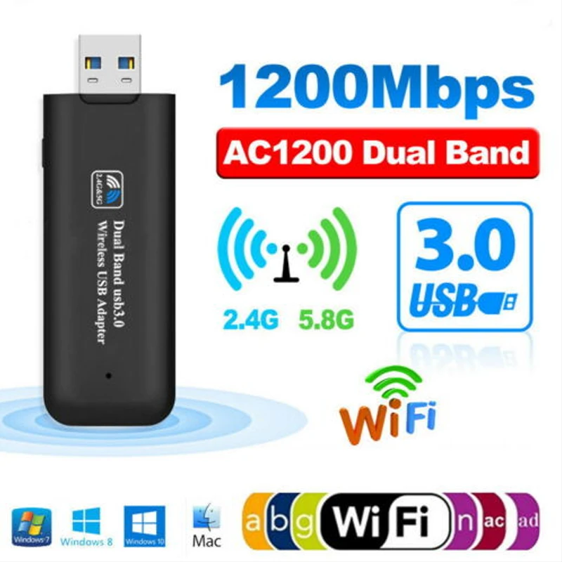 1200 Мбит/с мини USB беспроводной WiFi Lan Сетевой приемник карта адаптер для настольного ПК