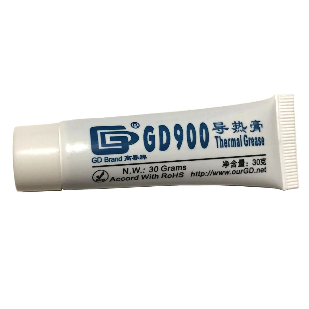 Термопроводящая паста Gray Nano GD900 Silver на основе силикона с теплопроводностью 4,8 Вт/мК и содержанием RoHs в банке 30 г для CPU LED.