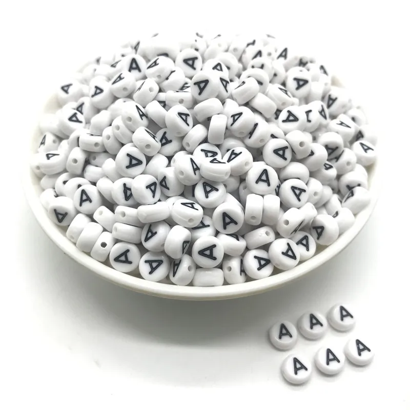 100pcs 4x7mm round letters 26 letters beads multi-color peach heart-shaped spacer beads For bracelet necklace jewelry making