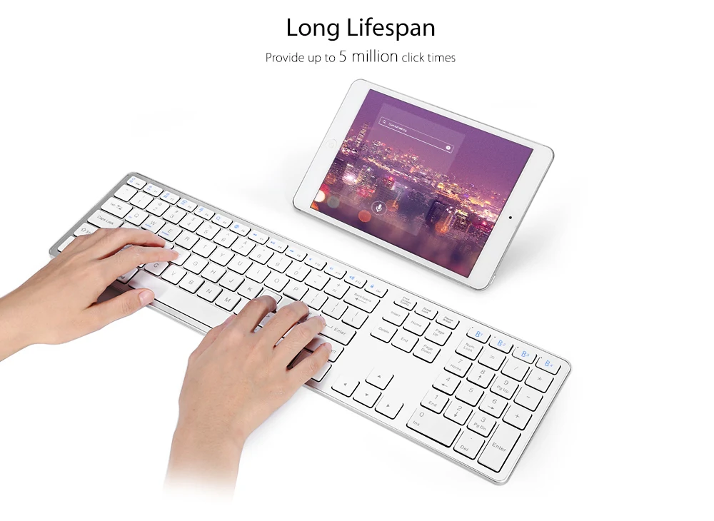 Measy Bluetooth беспроводная клавиатура ультра тонкая белая для APPLE iOS ipad клавиатура Android Windows ноутбук игровая для дома и офиса