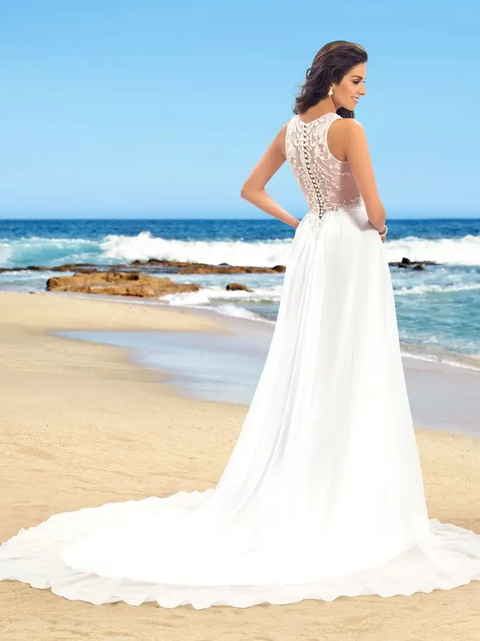Buttoned Pleats Beading Floor Length Beach Wedding Dress 2019 | Свадьбы и торжества