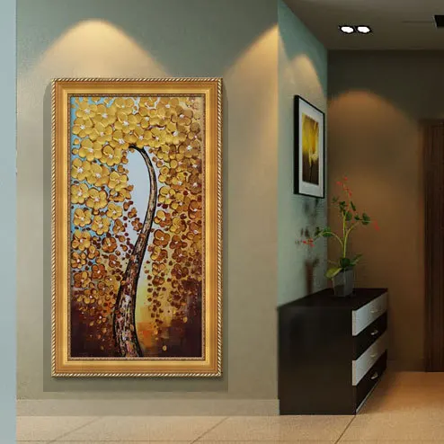 

Handpainted Canvas Wall Art Abstract Painting Modern Flowers Money Tree Palette Knife Oil Painting Home Decoration (No Frame)