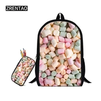 zrentao 2 pcsset school backpack for pupils girls double shoulder book bags pencil case zipper mochilas travel rucksack