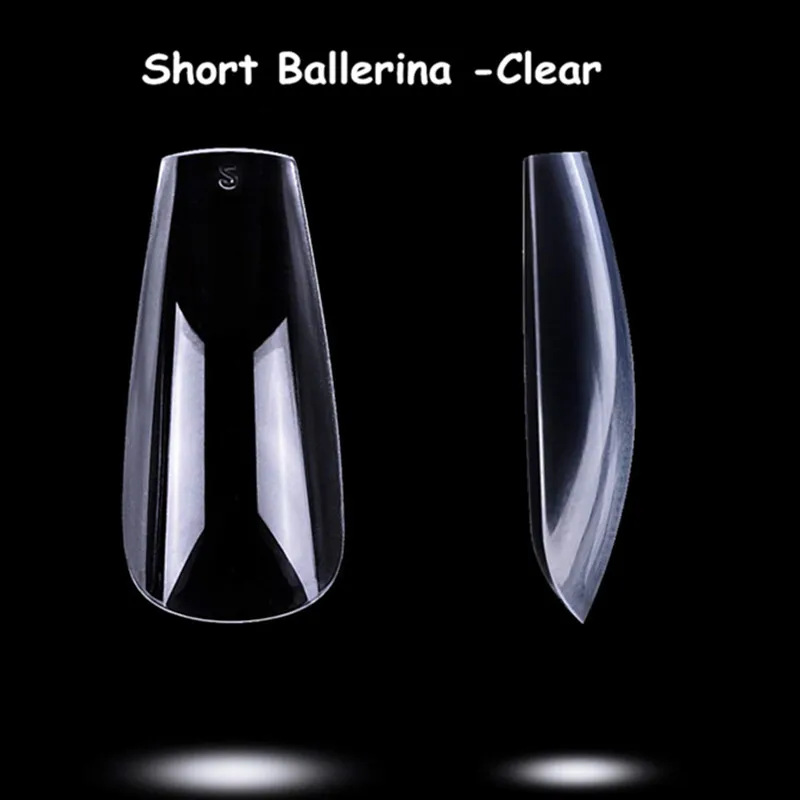 Short Ballerina -C Makartt 500 шт., накладные ногти в виде гроба, Длинные балерины, накладные ногти, прозрачные, полностью закрывающие, для балета, акриловые, натуральные, накладные ногти - Цвет: Short Ballerina -C