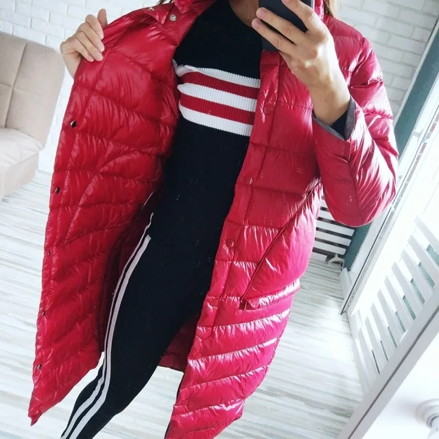 Wipalo 2018 Warm Winter Fashion Turn Down Collar Long Sleeve Button Design Pure Color Women Jacket Light Parkas| |
