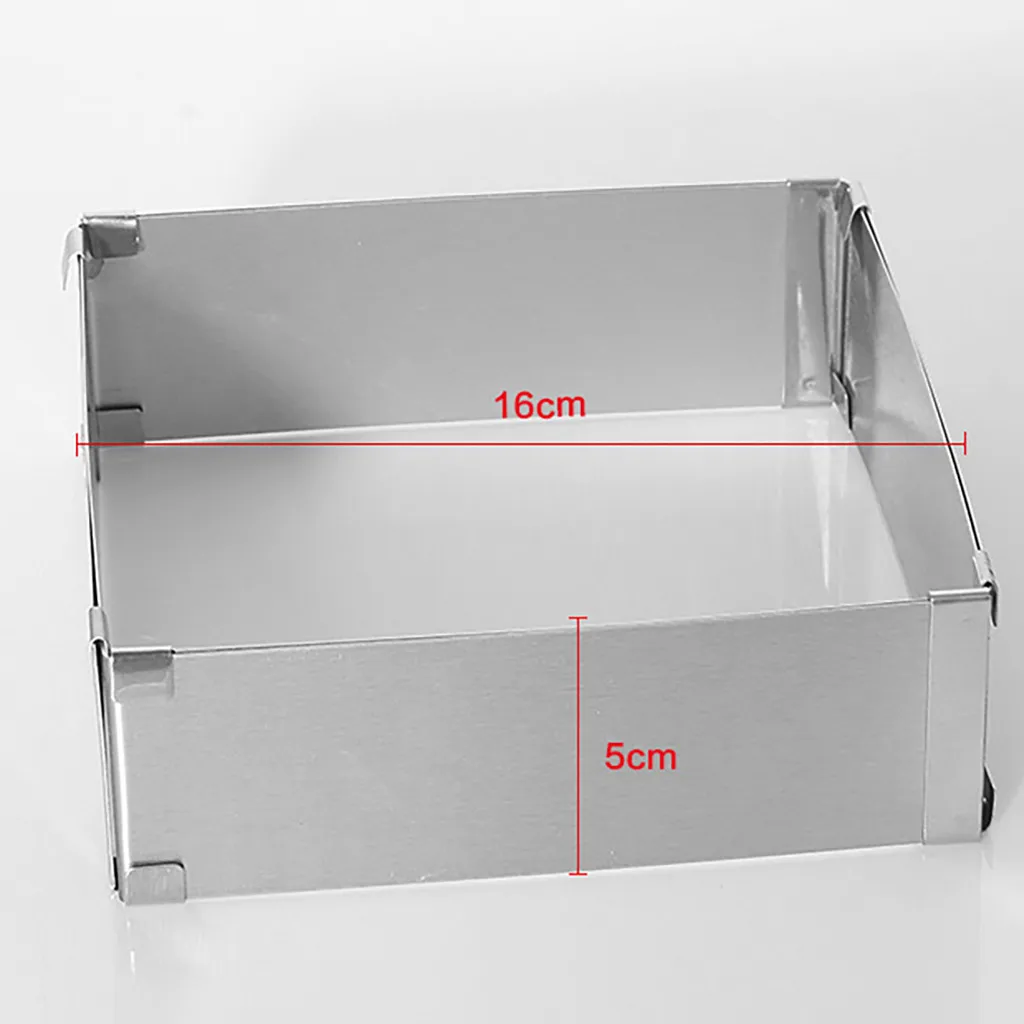 Dropshipping Adjustable 16-30 Stainless Steel Cake Mousse Mould Baking Square Form Ring Home