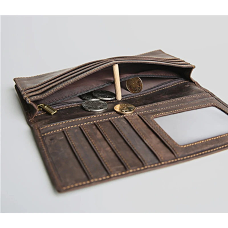 Мужской винтажный кошелек SIMLINE Длинный из натуральной воловьей кожи с отделением