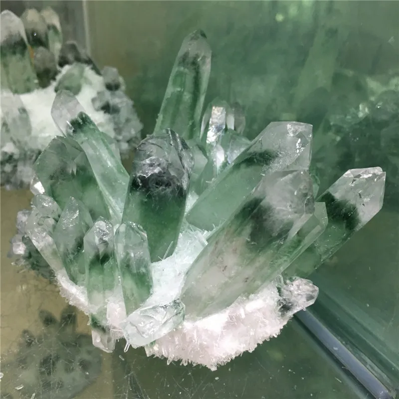 Large size natural green ghost quartz crystal cluster healing crystals raw gemstone specimen for home&ampoffice decoration fengshui | Дом и