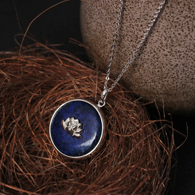 Lotus Лазурит ожерелье женщин 100% 925 пробы серебро nacklace Ювелирное Украшение цепи