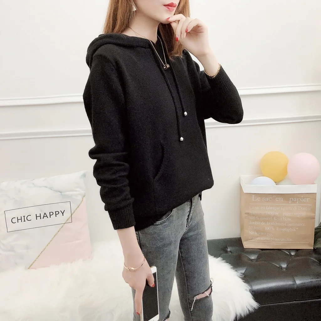 2019 Promotion Poncho Jumper Shirt Sweater Autumn Dress Fund Even Hat New Pattern Student Easy Long Sleeve Loose Coat Winter | Женская