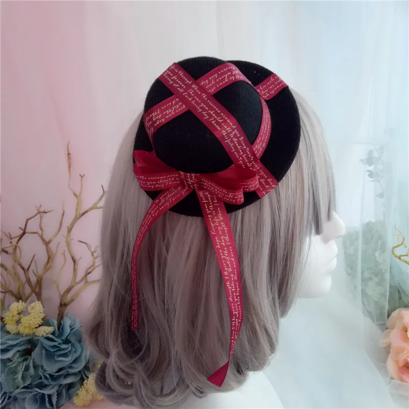 Wine red Diy ремесло гей мужчины в британском английская Кепка лента маленькая шляпа Лолита Мягкая сестра японский кто два юаня - Цвет: Wine red