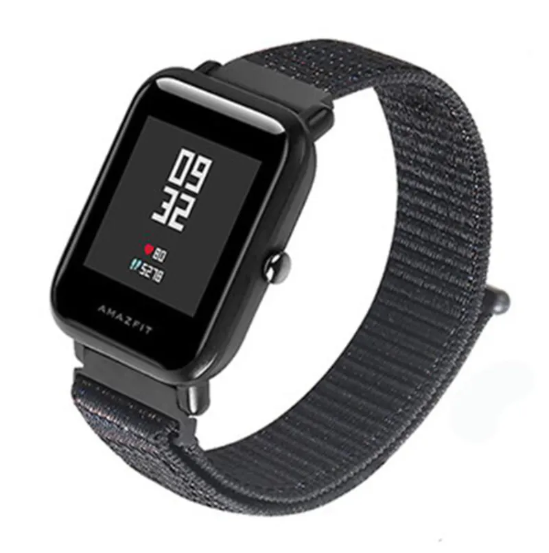 Ремешок для часов 20 мм 22 мм нейлоновый ремешок для браслета Amazfit цветной нейлоновая петля ткацкие часы для Amazfit Bip Pace ремешок для часов Brecelet