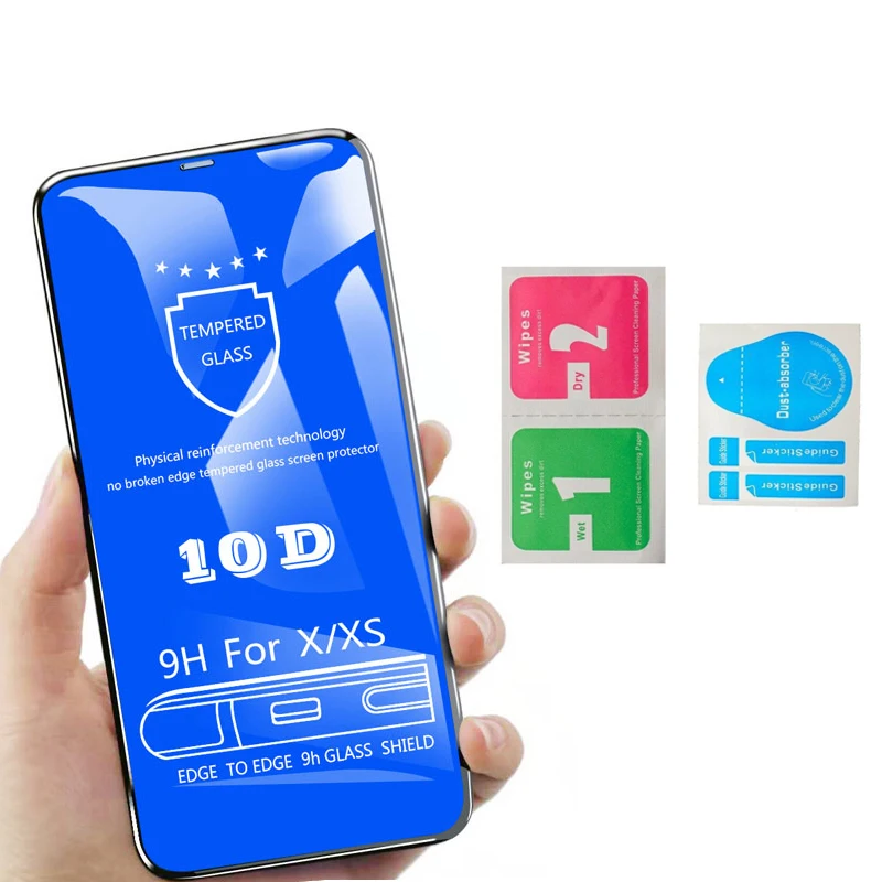 100 шт. 10D для iphone 12 11 Pro MAX XS Max XR закаленное стекло iPhone X 8 7 6 Plus защита экрана |