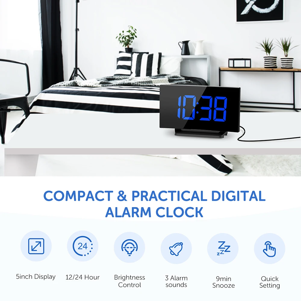 LITOM HM251 3 75 дюймов светодиодный дисплей цифровые будильники с функцией повтора