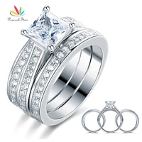 peacock star 1 5 ct princess cut solid 925 sterling silver 3 pcs engagement bridal ring set jewelry cfr8197